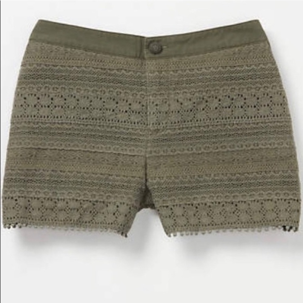 🌺 Olive Green Lace Shorts // Anthro